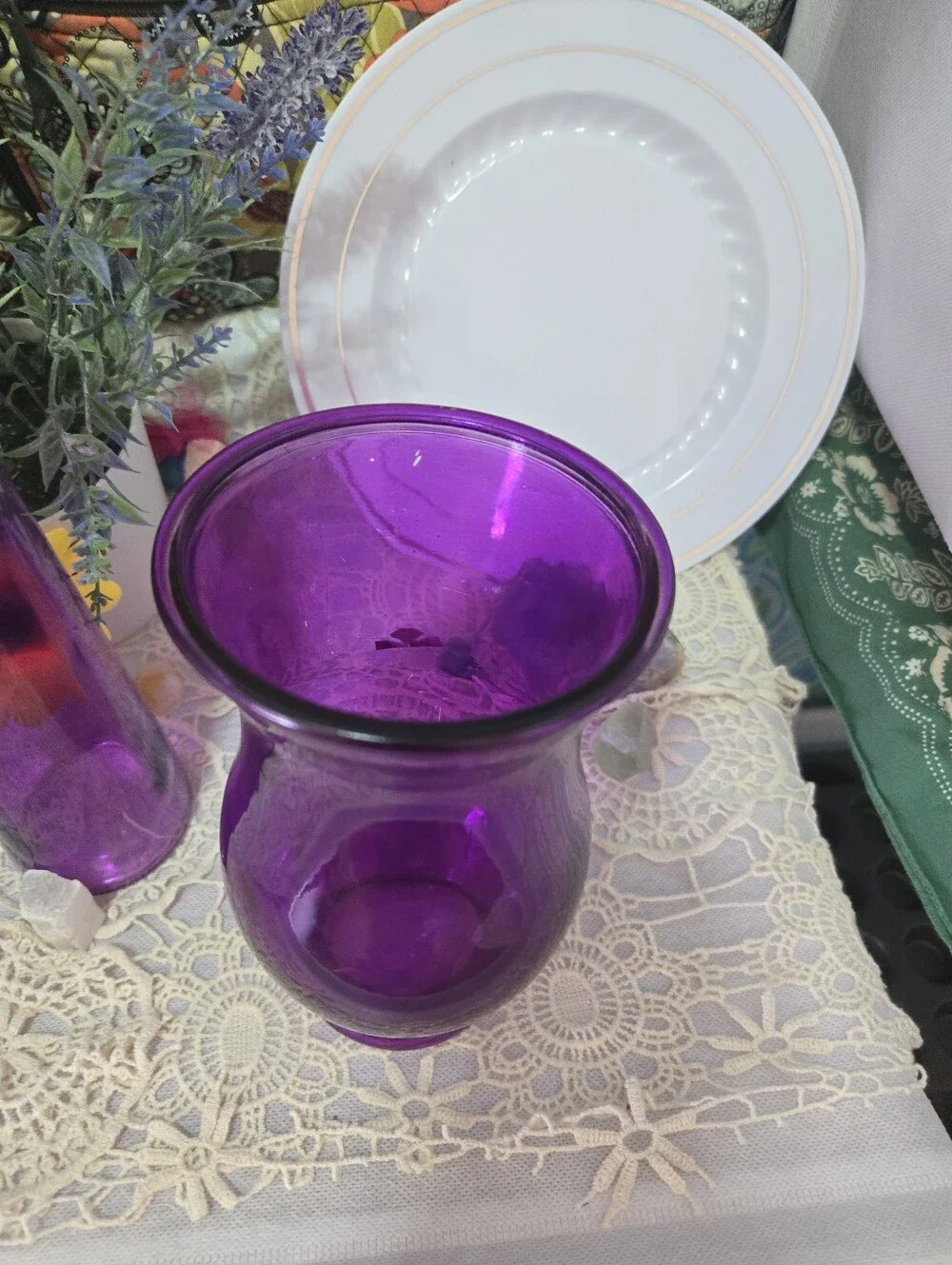 Vintage Purple Amethyst Glass Vase Set 9